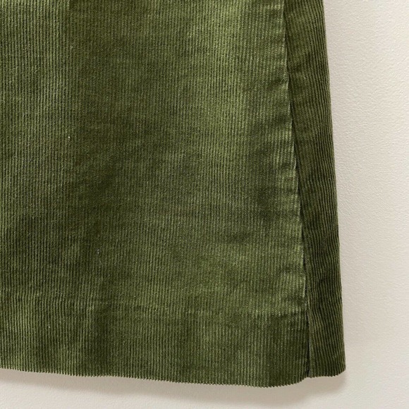 J Crew Size 8 Skirt Mini Corduroy Army Green Back Zip Academia Preppy NWT - Picture 2 of 7